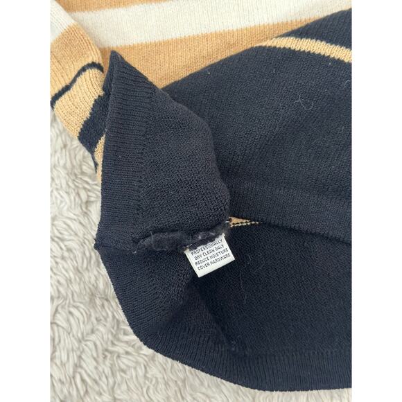 Vintage St. John Sport Marie Gray Small Santana Knit Tan White Black Striped Tee - Picture 5 of 5